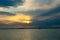 Colorful sunset observed over lake on calm summer evening in cancun, mexico