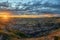 Colorful sunset over the Horsethief Canyon in the Red Deer River Valley, Canadian Badlands on the North Dinosaur Trail, Drumheller