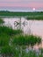 Colorful sunset over marshland