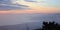 Colorful sunset over the mountain peaks on the Apuan Alps of Tuscany in Italy