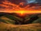 A colorful sunset over rolling hills created with Generative AI