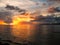 Colorful sunset over Somosomo Strait on Taveuni Island, Fiji