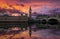 Colorful sunset over Westminster Palace and Big Ben in London