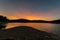 Colorful Sunset reflecting in Long Pine Reservoir in Michaux Sta