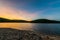 Colorful Sunset reflecting in Long Pine Reservoir in Michaux Sta