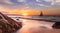 Colorful Sunset Sailboat Ocean Inspirational Landscape
