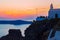 Colorful sunset skies over Santorini Caldera Cyclades Greece