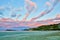 Colorful sunset sky with overcast clouds at Wharariki Beach, Nelson