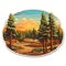 Colorful Sunset Woods Sticker: Detailed Illustration Of California Plein Air