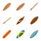 Colorful surf board icon set, flat style