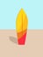 Colorful Surfboard in Hot Sand Vector Illustration