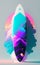 Colorful surfboard with outer space design AI