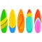 Colorful surfboards collection. Vector illustration