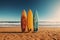 Colorful surfboards, sandy backdrop an invitation to ride the waves