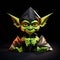 Colorful Surrealism Origami Yoda In Black And Green