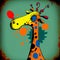 A colorful surrealistic giraffe created by generative Ai