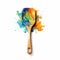 Colorful Surrealistic Wooden Spatula: A Tasteful Blend Of Minimalism And Realism