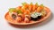 Colorful Sushi And Noodles On Children\\\'s Plate - Professional Food Photography