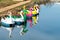 Colorful Swan Pedal Boat Reflection