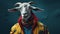 Colorful Sweater Goat: A Photorealistic Surrealism In Bold Fashion Photography