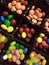 Colorful sweet chocolate dragee jelly bean food tasty dessert macro photo