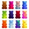 Colorful sweet jelly gummy candy in shape bears a vector illustration.