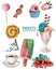 Colorful Sweets Watercolor Vector Set