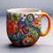 Colorful Swirl Design Mug: Realistic And Detailed Rendering