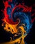 Colorful Swirl Paint Black Background Core Splash Full Device Ice Fire Front Page Brand Colors Red Blue Fluid Cheerful Split Half