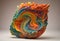 Colorful Swirling Glass Art: A Vibrant Display of Red, Yellow, Green, and Blue, Generative AI