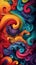 A colorful swirls of different colors are on a background, AI