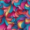 Colorful swirls with lively illustrations and naturalistic ocean waves (tiled)