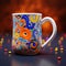 Colorful Swirly Mug: Photorealistic Still Life With Artistic Doodles