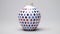 Colorful Symmetrical Grid Vase With Blue And White Porcelain Design