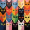 Colorful Symmetry: A Bold Pop Art Painting Of Nine Cat Heads