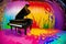 Colorful Symphony A Paint Splattered Piano.AI Generated