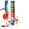Colorful synthesizer and acoustic guitar with music notes vector illustration. Music instruments background. Design for poster, br