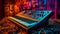 Colorful Synthesizer Explosion: A Vibrant Photoshoot with Ultra-Detailed Quality