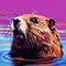 Colorful Synthwave Beaver Painting In Pop Art Style