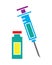 Colorful Syringe and vial bottle icon vector isolated in white background.