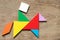 Colorful tangram puzzle in man ride on the horse shape