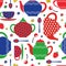 Colorful tea party seamless pattern