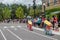 Colorful team members biking, prior to Sesame Street Parade in Sesame Street at Seaworld 1