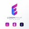 Colorful tech e logo design ready to use