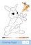 Colorful template and colorless contour image of cute bunny holding a carrot isolated on white background. Wild animals preschool