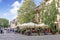 Colorful tenements in jewish district Kazimierz. Popular place in Krakow, Poland