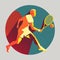 Colorful tennis game icon, illustration ai