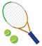 Colorful tennis racket, icon