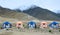 Colorful tents on the hill in Chang La Pass, India