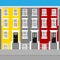 Colorful terraced town houses Notting Hill London. England Travel icon landmark. United Kingdom architecture sightseeing